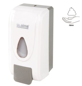 Дозатор для жидкого мыла-пены 1 л, пластик, белый, LAIMA