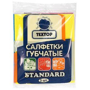 Салфетка вискоза ТЕХТОР STANDART 30 х35 см желтая (уп. 6 шт) плотность 90 гр