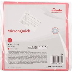 Салфетка МикронКвик 40х38х0,07 см красная, из микроволокна, 5 штук/упак., Vileda