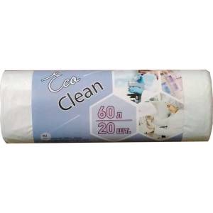 Пакет мусорный 60 л. 58х68 см. ПНД 7 мкм. в рулоне 20 шт. белый