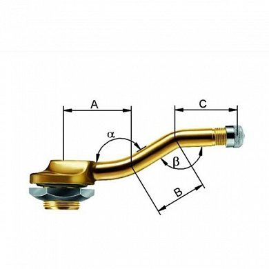 Вентиль бескамерный, 10 штук, L=26x21,5x24,5x147°, диам. 15,7миллиметров, V3-14-1