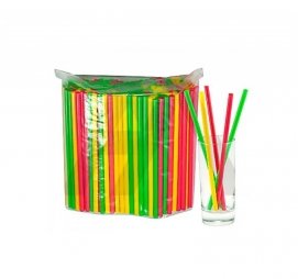Трубочки для коктейля прямые, d=8 мм, l=210 мм, разноцветные, 250 шт./уп.