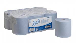 Полотенца бумажные в рулонах Scott Essential, голубые, 1 сл., 354 м, 6 рулонов, Kimberly-Clark,