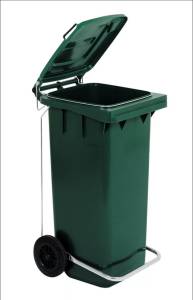 Бак 120 л. для мусора, на колесах, с П-образным педальным приводом, зеленый