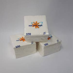 Салфетки бумажные 1 сл. 100 листов 24*24 Мягкий знак (уп. 90пачек)