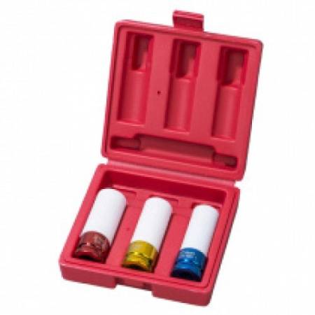 Набор головок ударных глубоких тонкостенных 1/2", 17,19,21 миллиметров с цветной пластиковой втулкой, ST134