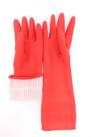 Перчатки хозяйственные латексные с длинной манжетой и х/б напыл. MASTERSAFE, TEXTOP, размер L