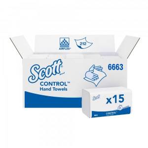 Полотенца бум. в пачках Scott Performance, бел., 1 сл., 212 л./пачка., 15 пачек, Kimberly-Clark,