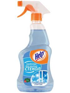 HELP Спрей для мытья стёкол зеркал кафельной плитки 500 мл с курком с нашатырным спиртом