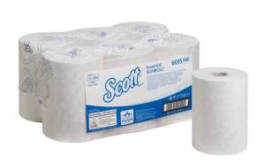 Полотенца бум. в рулонах Scott Essential Slimroll, бел., 1 сл., 190 м, 6 рул., Kimberly-Clark,