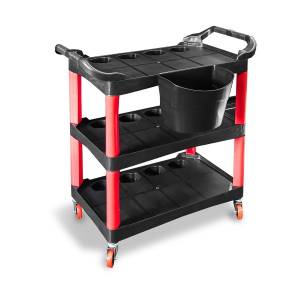 Cтол пластиковый на колесиках с боковым ведром, место полировщика, AuTech