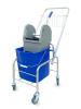 Тележка уборочная БЕЗ ЛОГО 1 х 25л с отжимом и корзиной хром, база хром