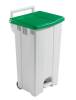 Бак ACG 90 л.для мусора с педалью, бежевый с зеленой крышкой