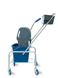 картинка Тележка уборочная БЕЗ ЛОГО 1 х 16л, с отжимом и пластиковой корзиной, база хром