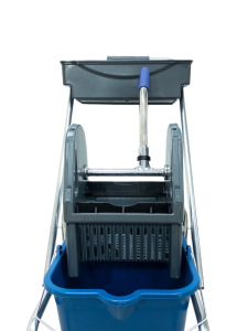 картинка Тележка уборочная БЕЗ ЛОГО 1 х 16л, с отжимом и пластиковой корзиной, база хром