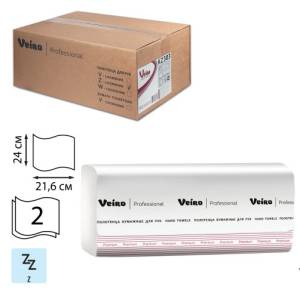 Полотенца для рук 2 сл. Z-сложение, лист 21,6x24 см, 200 литов, цвет белый, (21 пачка) Veiro