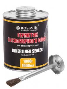 картинка Герметик бескамерного слоя шин, банка с кистью, 1000мл/1000гр. Rossvik GBS.10.K.1