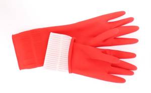 картинка Перчатки хозяйственные латексные с длинной манжетой и х/б напыл. MASTERSAFE, TEXTOP, размер L