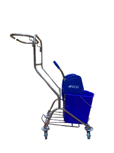 Тележка уборочная ACG 25 л., с отжимом, с держателем мешка для мусора и поддоном, каркас из нержавейки