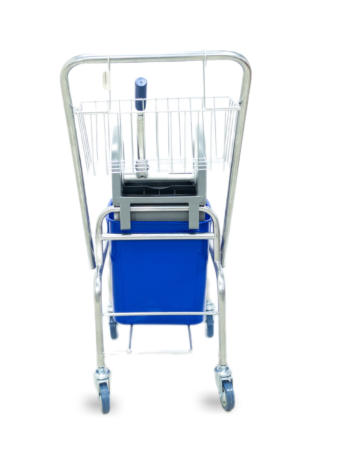 картинка Тележка уборочная БЕЗ ЛОГО 1 х 25л с отжимом и корзиной хром, база хром 