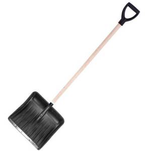 Лопата снегоуборочная 428х490 мм пласт с оцинк. накладкой дерев. чер и Y-ручкой