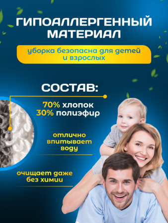 картинка МОП ACG плоский хлопок+микрофибра 50 см. ушки+кармашки ТАФТИНГ Эконом темный  (см. 1015209) 