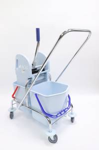 картинка Тележка ACG 2х17 л с отжимом ведра СЕРЫЕ база хром 