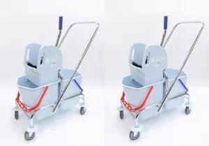 Тележка ACG 2х25 л с отжимом ведра СЕРЫЕ база хром КОМПЛЕКТ (2 шт/кор)