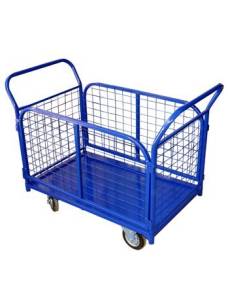 картинка Тележка для перевозки белья, платформенная с быстросъемными сетчатыми бортами 800х1200 мм, без колес (арт. колес 1011629,1011630)