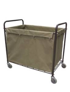 картинка Тележка для сбора белья на колесах, цвет хаки