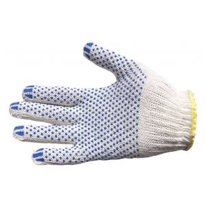 картинка Перчатки ACG х/б 4 нити белые с ПВХ 10 класс 5 пар/упак