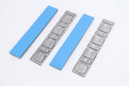 картинка 0052 ACG Груза самоклеящиеся свинцовые 19 мм 60 г на синем скотче (уп. 50 шт) купить