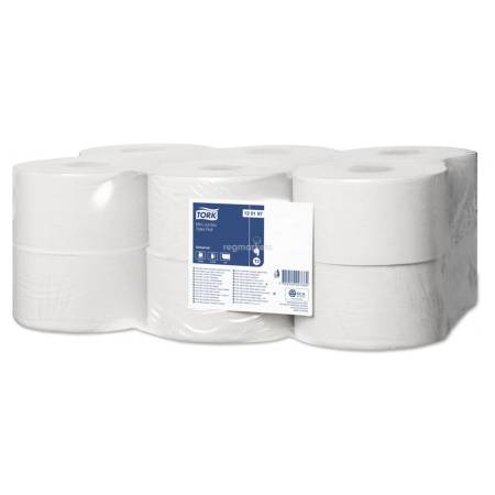 картинка Бумага туалетная 1 сл., белая, 9,5 см x 200 м, (12 рул) Tellus (Tork) 